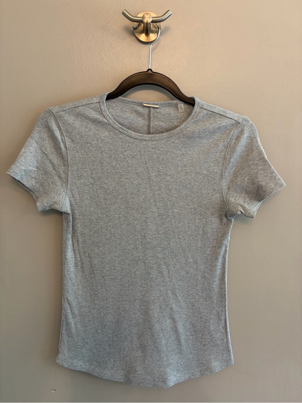 Elie Tahari Women's Pima Cotton Blend Ribbed Tee In Grey size S
